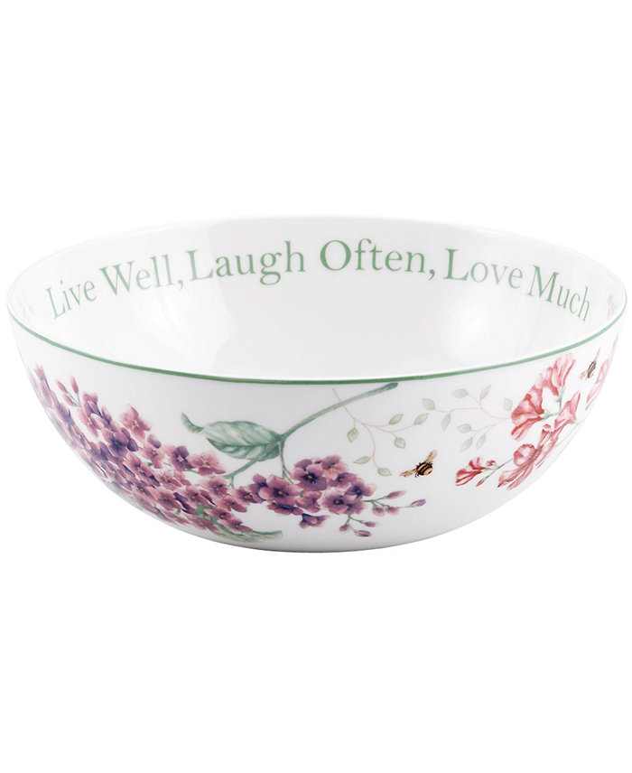 Lenox Dinnerware Butterfly Meadow Serving Bowl Live Well Laugh Often