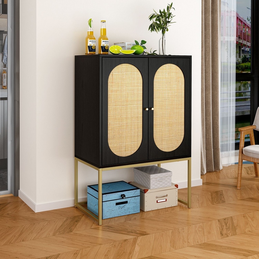 Modern Freestanding Storage Cabinet with 2 Doors and Metal Legs