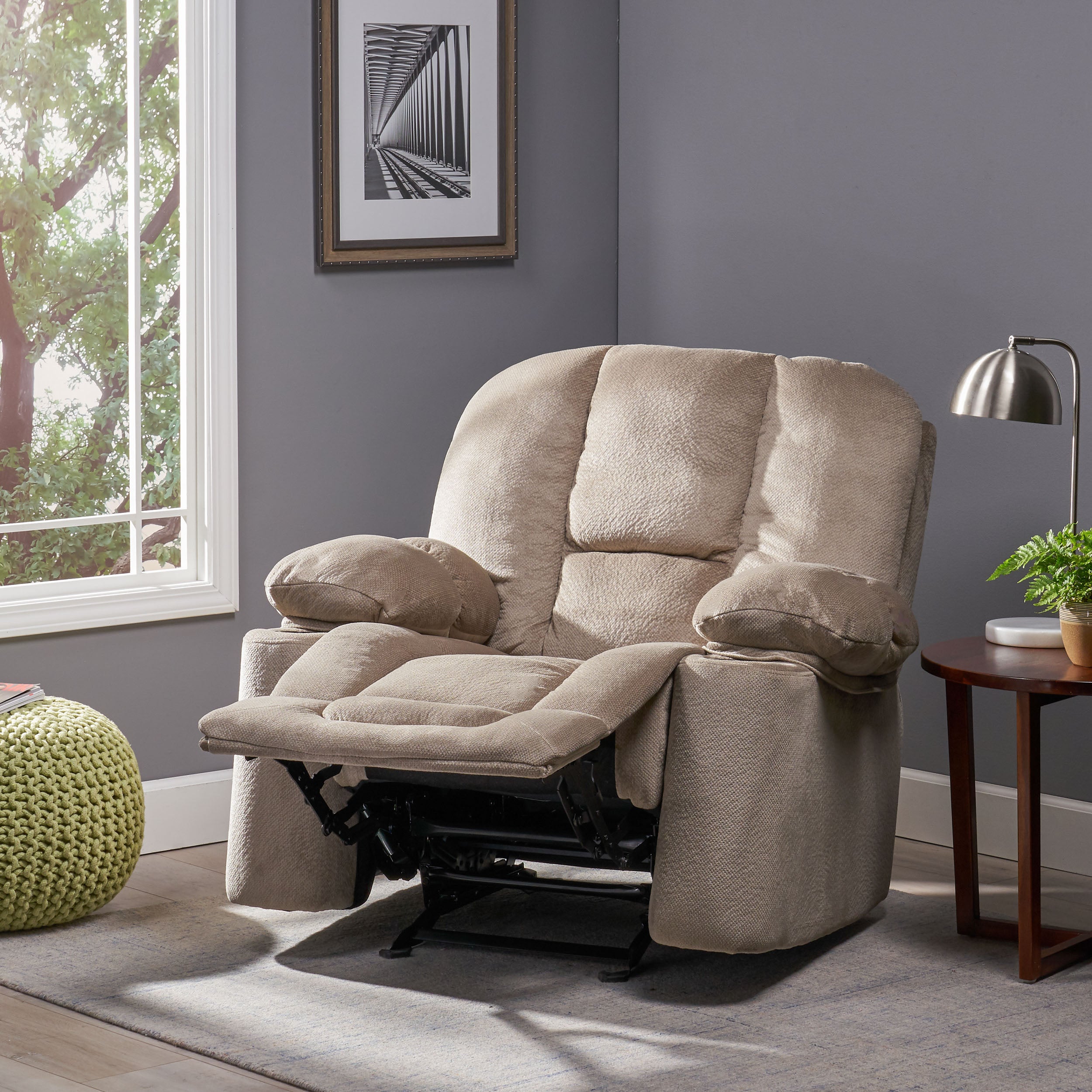 Raymond Fabric Glider Recliner Club Chair