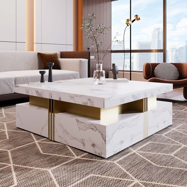 White Square Storage Coffee Table