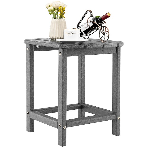 Costway 18 x27 x27 Patio Adirondack Side Table Weather Resistant Hdpe Garden Grey black