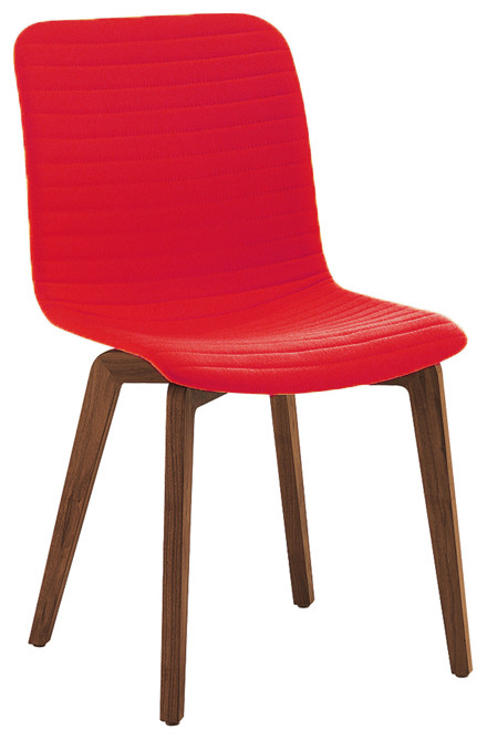 Vidor Dining Chair  Red Pu Cover Seat And Walnut Veneer Back   Modern   Dining Chairs   by Love Sofa  Houzz