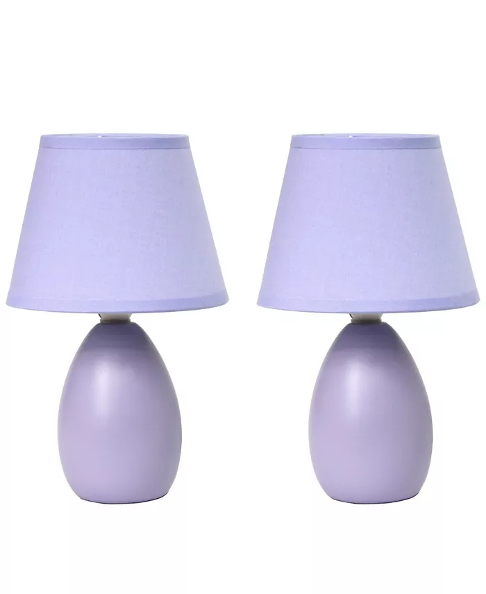 All The Rages Simple Designs Mini Egg Oval Ceramic Table Lamp 2 Pack Set