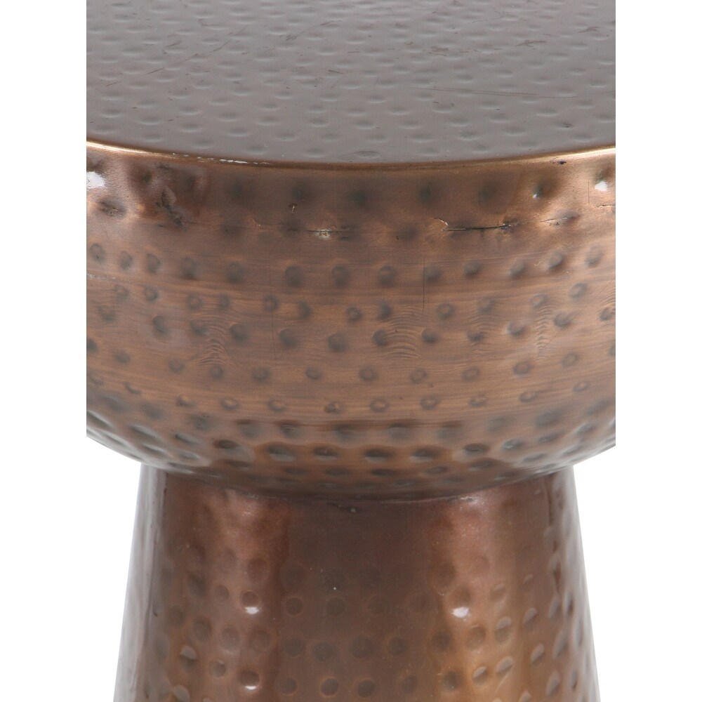 Bronze Metal Vintage Accent Table with Hammered Design