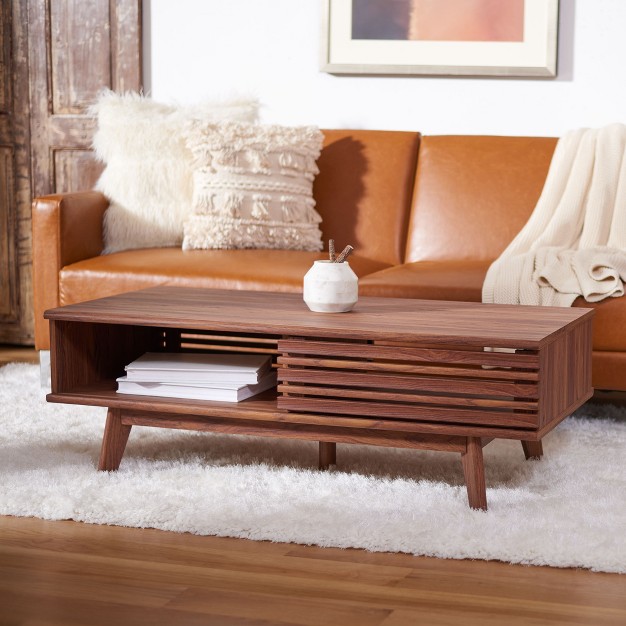 Rori 1 Shelf Coffee Table Walnut Safavieh