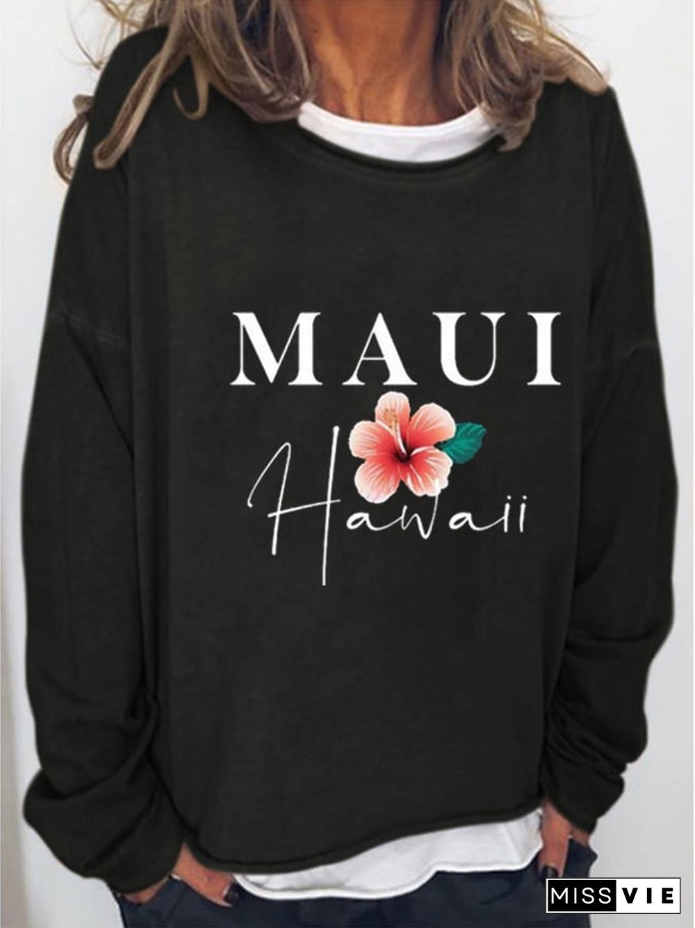 Maui Strong Print Casual Sweatshirt