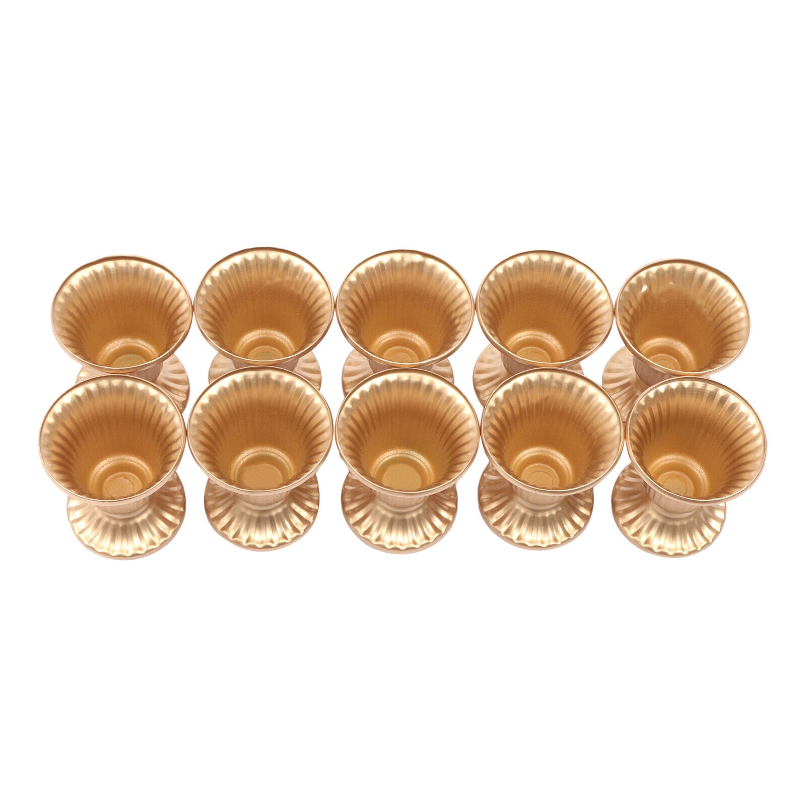 Oukaning 10 Pcs Metal Flower Vase Flower Trumpet Vase Centerpiece Tabletop Floral Vases Decor Wedding Home Decor Golden