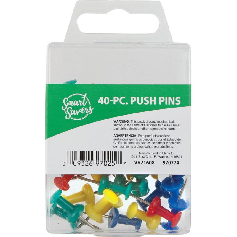 Smart Savers Push Pin Assorted (Pack of 12)