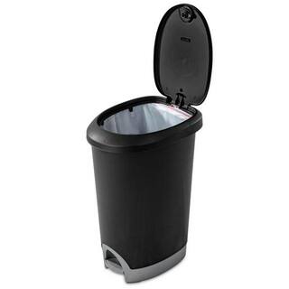 Sterilite 12.6 Gal. Locking Lid Step On Kitchen Wastebasket Trashcan Black (2-Pack) 2 x 10739002