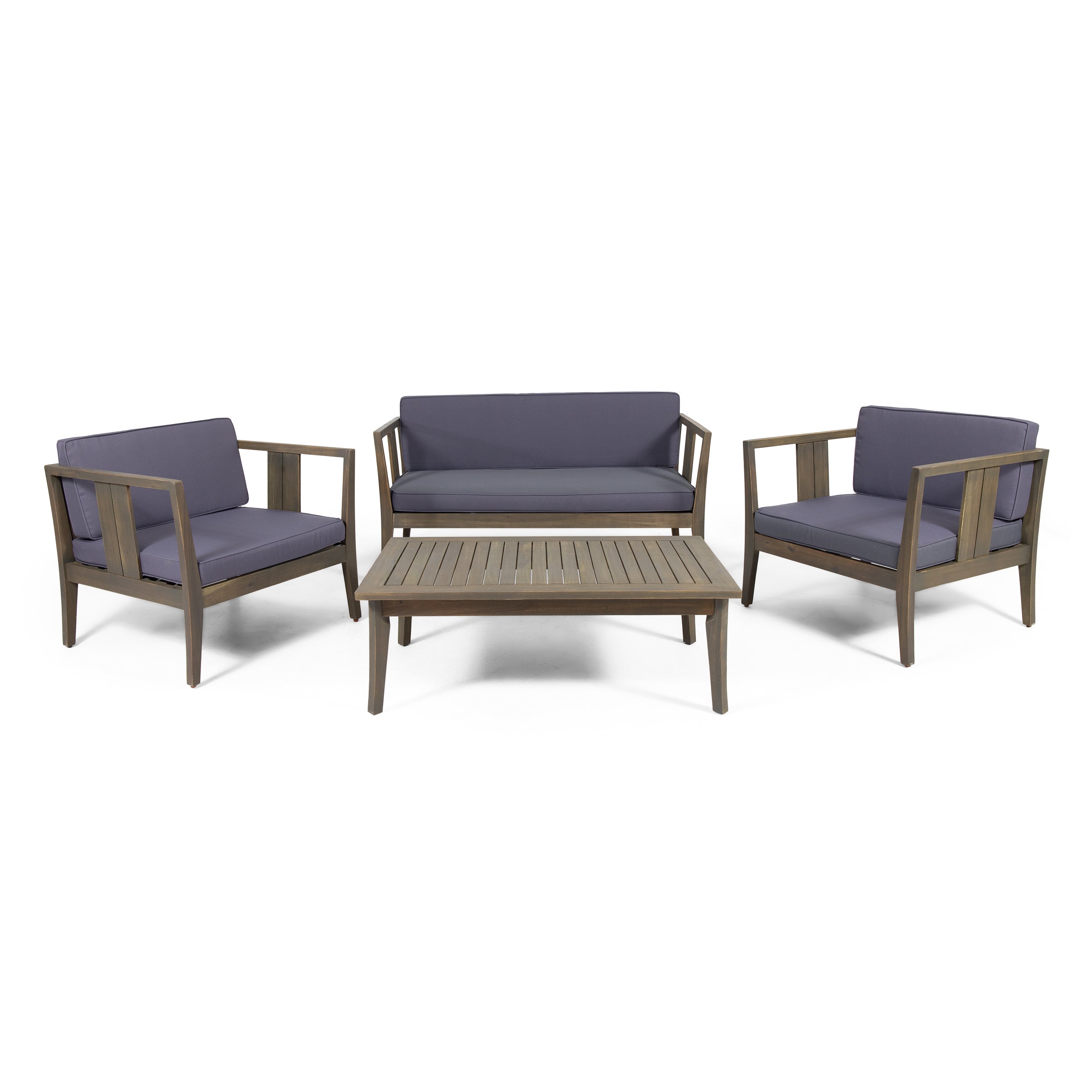 Saman Outdoor 4 Seater Acacia Wood Chat Set