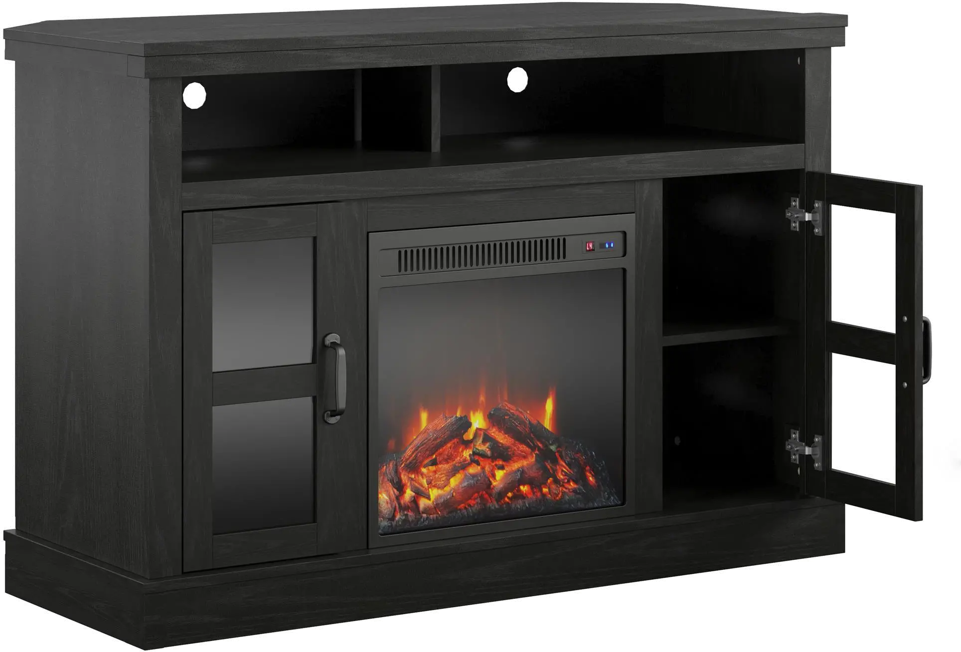 Tinley Park Black Oak 54 Corner TV Stand with Fireplace