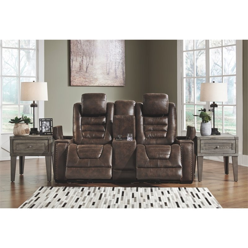 Bowery Hill Power Reclining Loveseat in Bark   Transitional   Loveseats   by Homesquare  Houzz