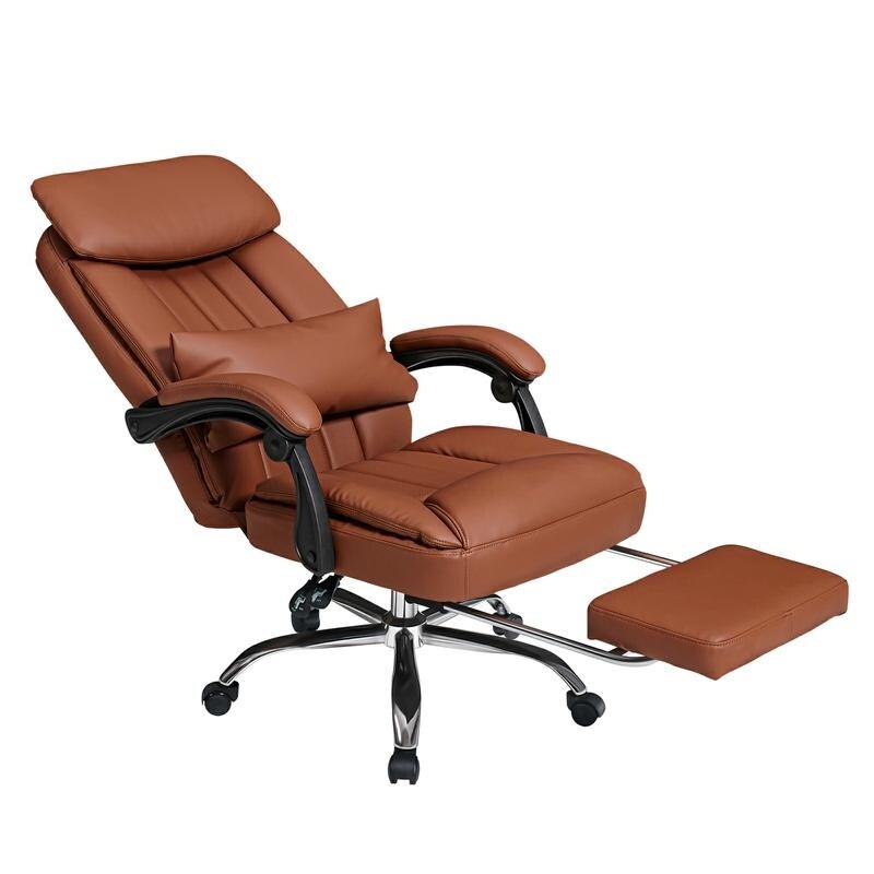 Executive Office Chair PU Leather Swivel Desk Chairs  Adjustable Height Reclining Chair with Padded Armrest and Footrest