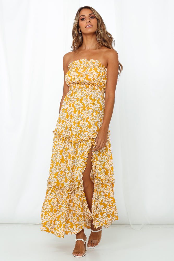 Love My Tequila Sunrises Maxi Dress Mustard