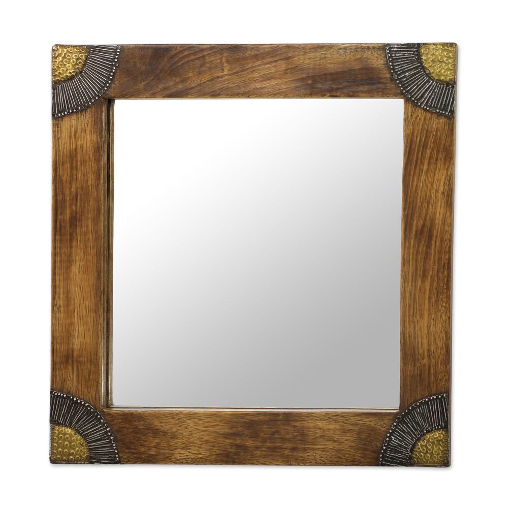 Wood Wall Mirror  'Charming Image' (Ghana)   Brown