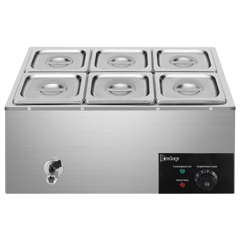 ZOKOP 1200W 19Qt Stainless Steel Small Six Plates Heating Food Warmer - - 36503143