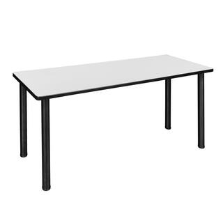 Regency Rumel 66 in. W White and Black Square Training Table Writing Desk HDB6624WHBPBK