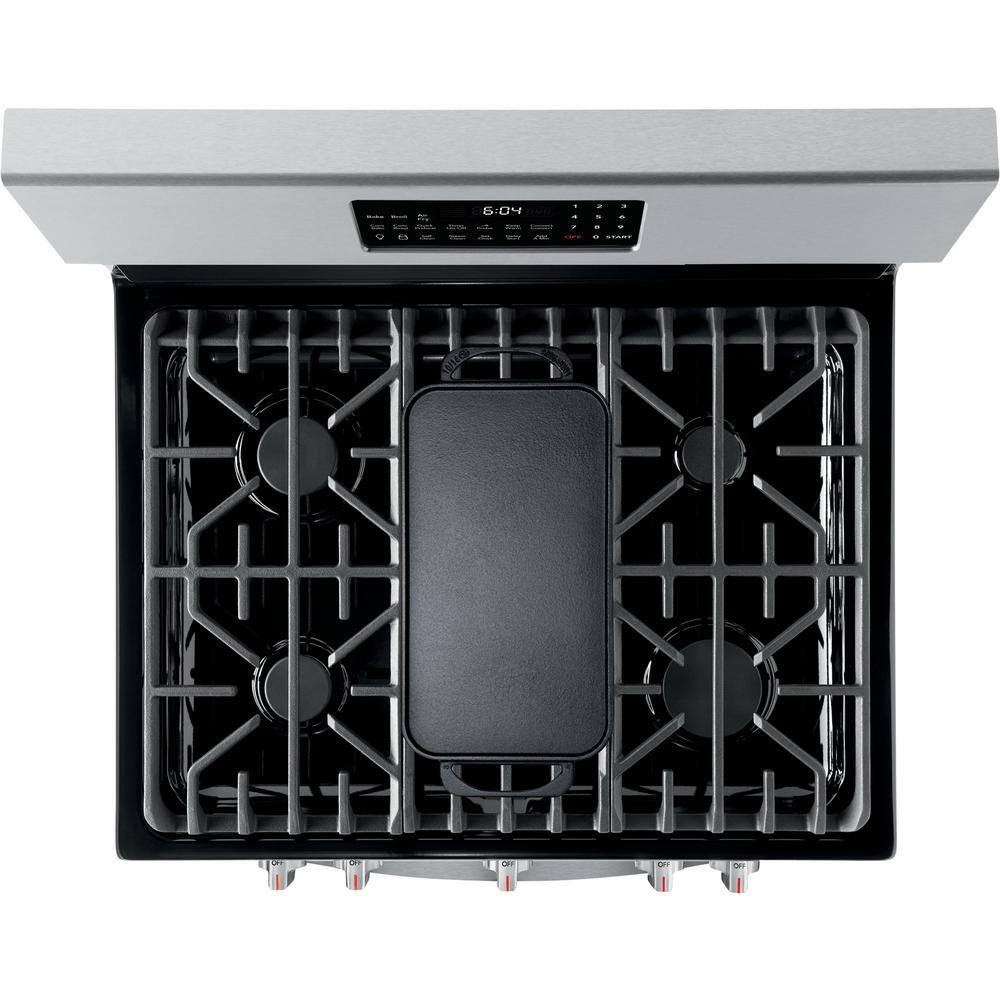 FRIGIDAIRE GALLERY 30 in. 5 Burner Freestanding Gas Range in Stainless Steel with Convection and Air Fry GCRG3060AF