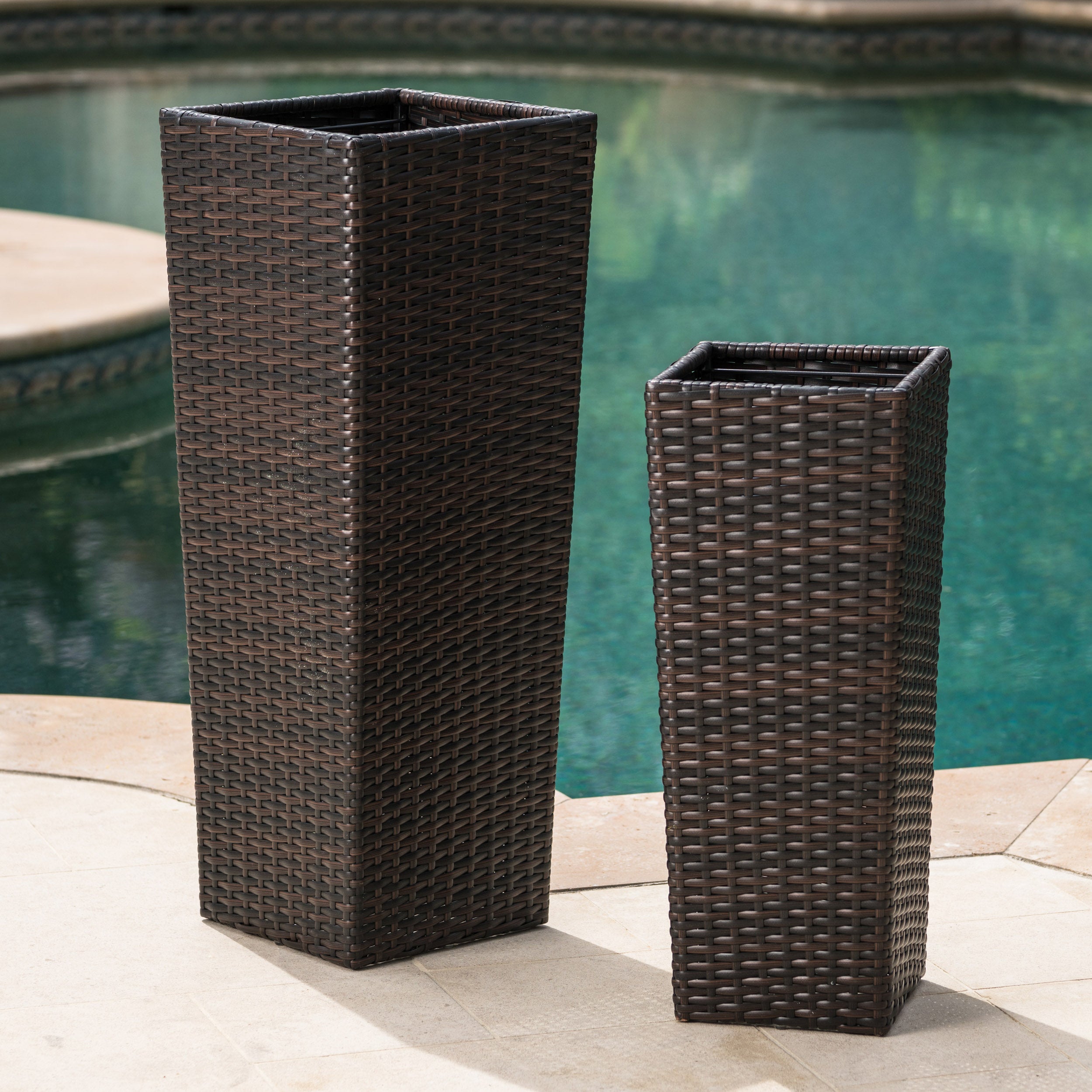 Eden Outdoor Wicker Flower Pots (Set of 2)