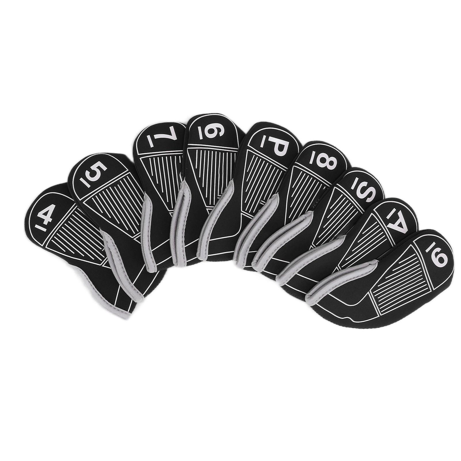 9pcs/set Golf Iron Head Covers Set Waterproof Golf Club Head Protect Case Portable Golfing Accessoryblack