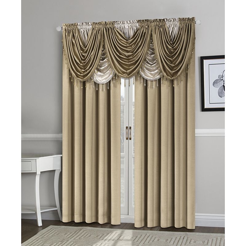 Kate Aurora Lux Living Complete 9 Piece Semi Sheer Rod Pocket Window Curtain and Valance Set