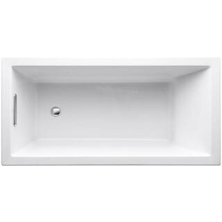 KOHLER Underscore 60 in. x 30 in. Rectangular Soaking Bathtub with Reversible Drain in White K-1121-0