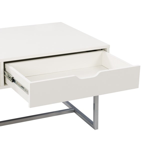 Auston Single Drawer Coffee Table with Silver Metal Legs