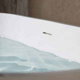 WOODBRIDGE Englewood 59 in. Solid Surface Flatbottom Freestanding Double Ended Soaking Bathtub in Matte White HBT5854