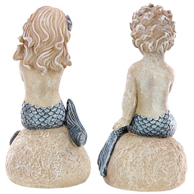 Design Toscano Jewels Of The Deep Girl And Boy Mermaid Statues Set Of Two