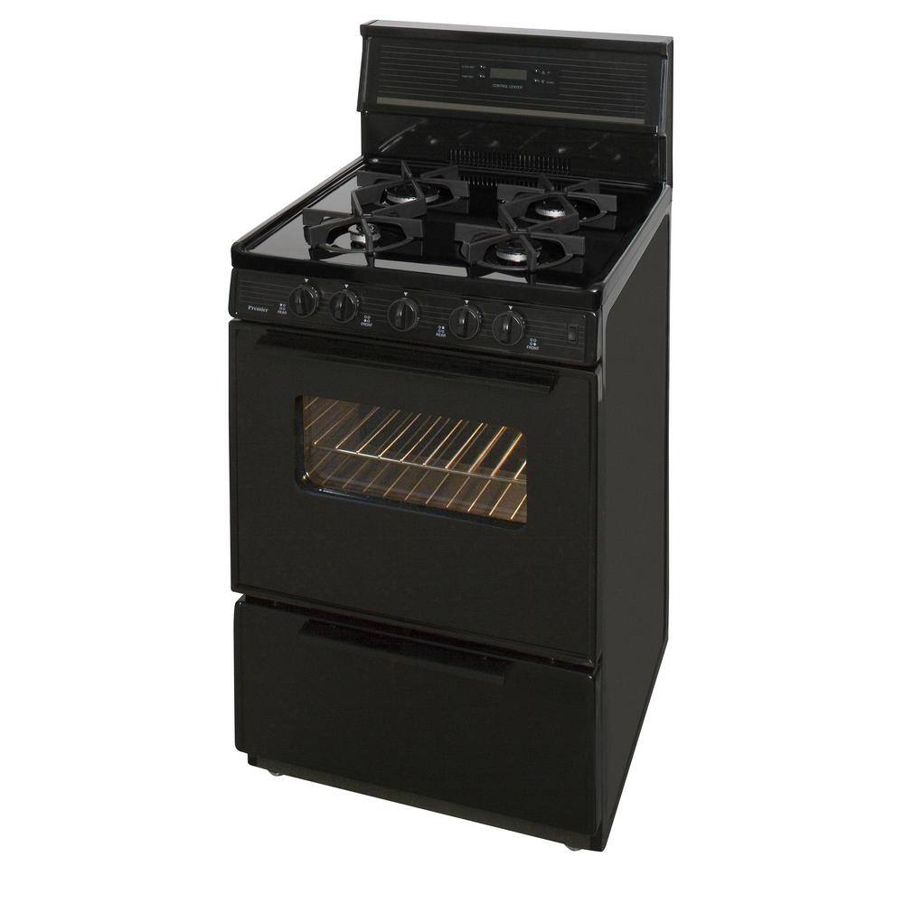 Premier 24 in. 2.97 cu. ft. Freestanding Sealed Burner Spark Ignition Gas Range in Black SJK340BP