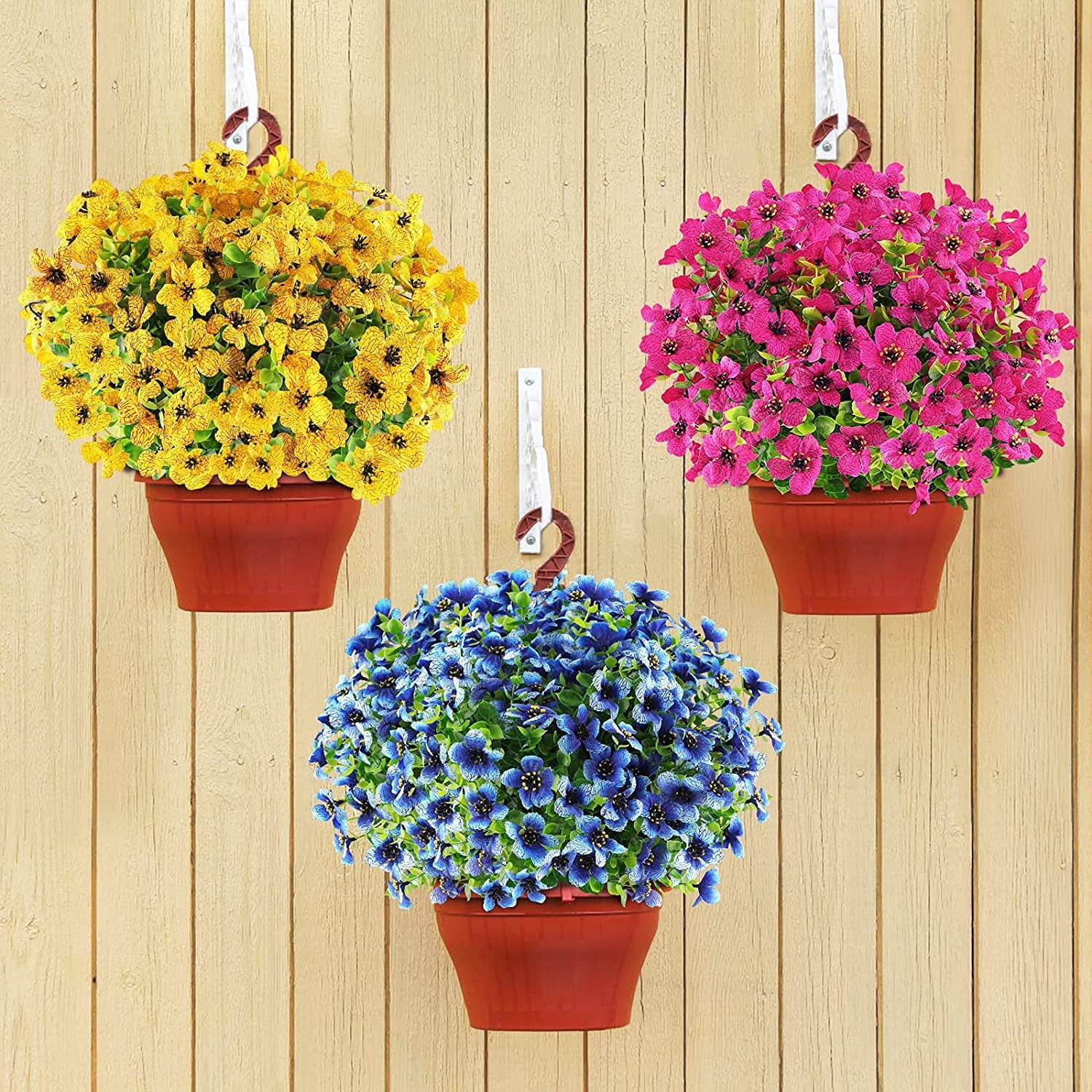 GRNSHTS 6 Bundles Artificial Flowers UV Resistant Fake Plants Outdoor Faux Plastic Flowers Garden Window Box Porch Home Decor (Yellow)