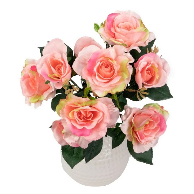 Pink Rose Artificial Silk Floral Bouquet