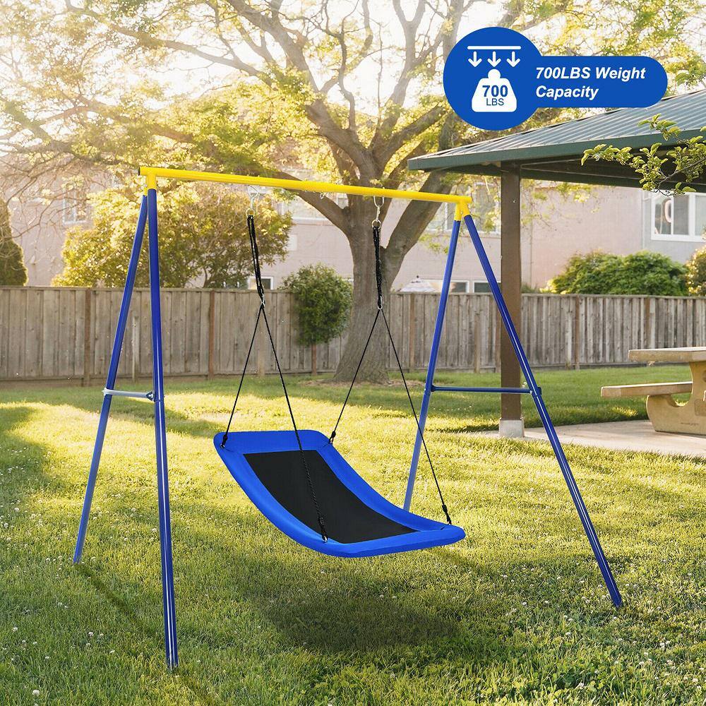 Gymax 700 lbs. Giant 60 in. Skycurve Platform Tree Swing for Kids Muti-person and Adults Blue GYM08935