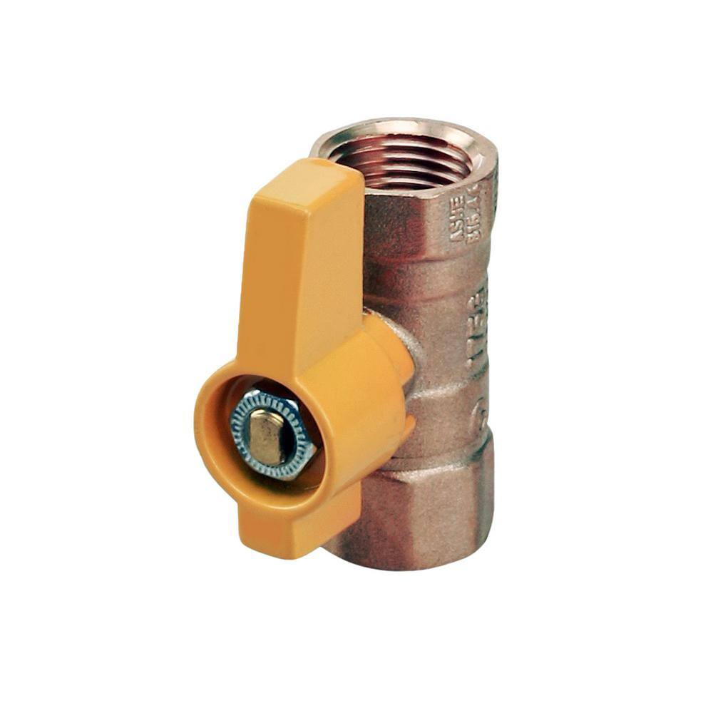 The Plumber's Choice 12 in. Brass FIP Gas Ball Valve with Yellow Aluminum Alloy Handle FIPY12