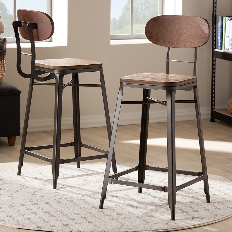 Baxton Studio Varek Rust Bar Stool 2-piece Set