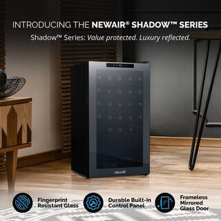 NewAir Shadow Wine Cooler Refrigerator 34 Bottle Freestanding Mirrored Wine Fridge with Double-Layer Tempered Glass NWC034BK00