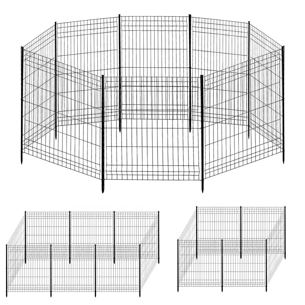 Metal Garden Fence with Gate Total Portable Metal Fence Panels Outdoor Pet No Dig Fence for Dogs Landscape