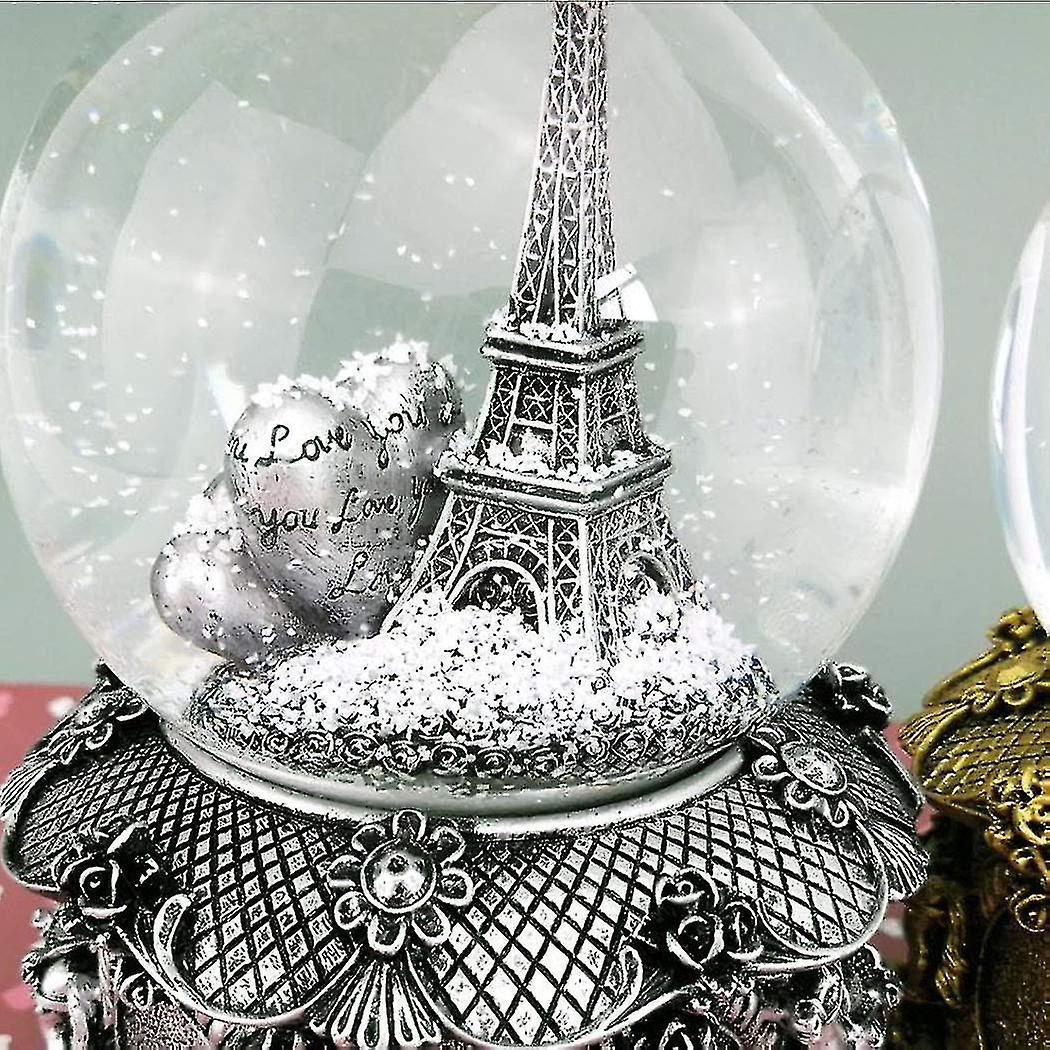 Tower Globe Music Box With Automatic Snowfall And Lights， 100mm 6