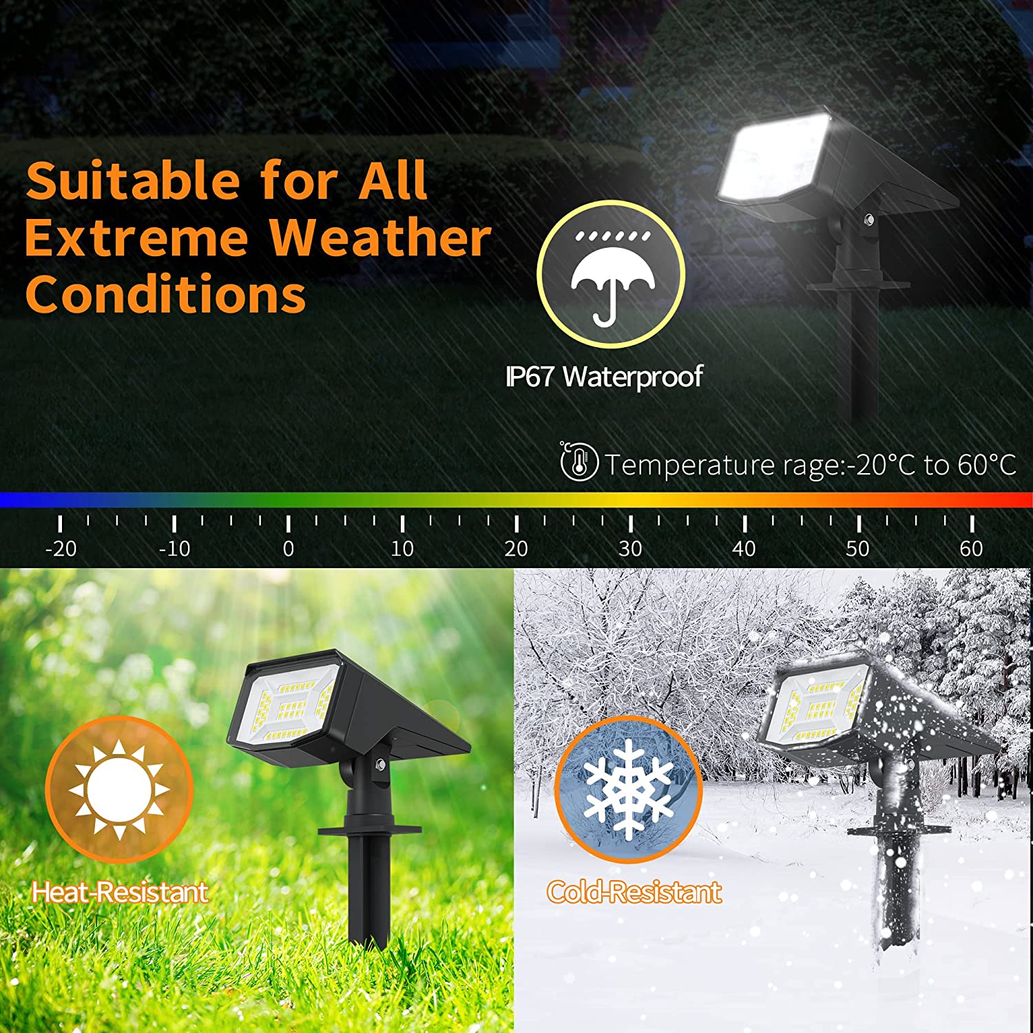 Otdair Solar Landscape Lights Outdoor ， IP65 Waterproof 50 LED Solar Spot Lights ， White Light ， 4 Pack