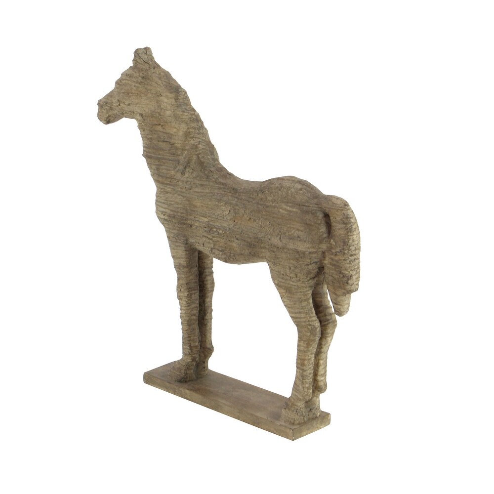 Beige Polystone Horse Sculpture   12 x 3 x 19