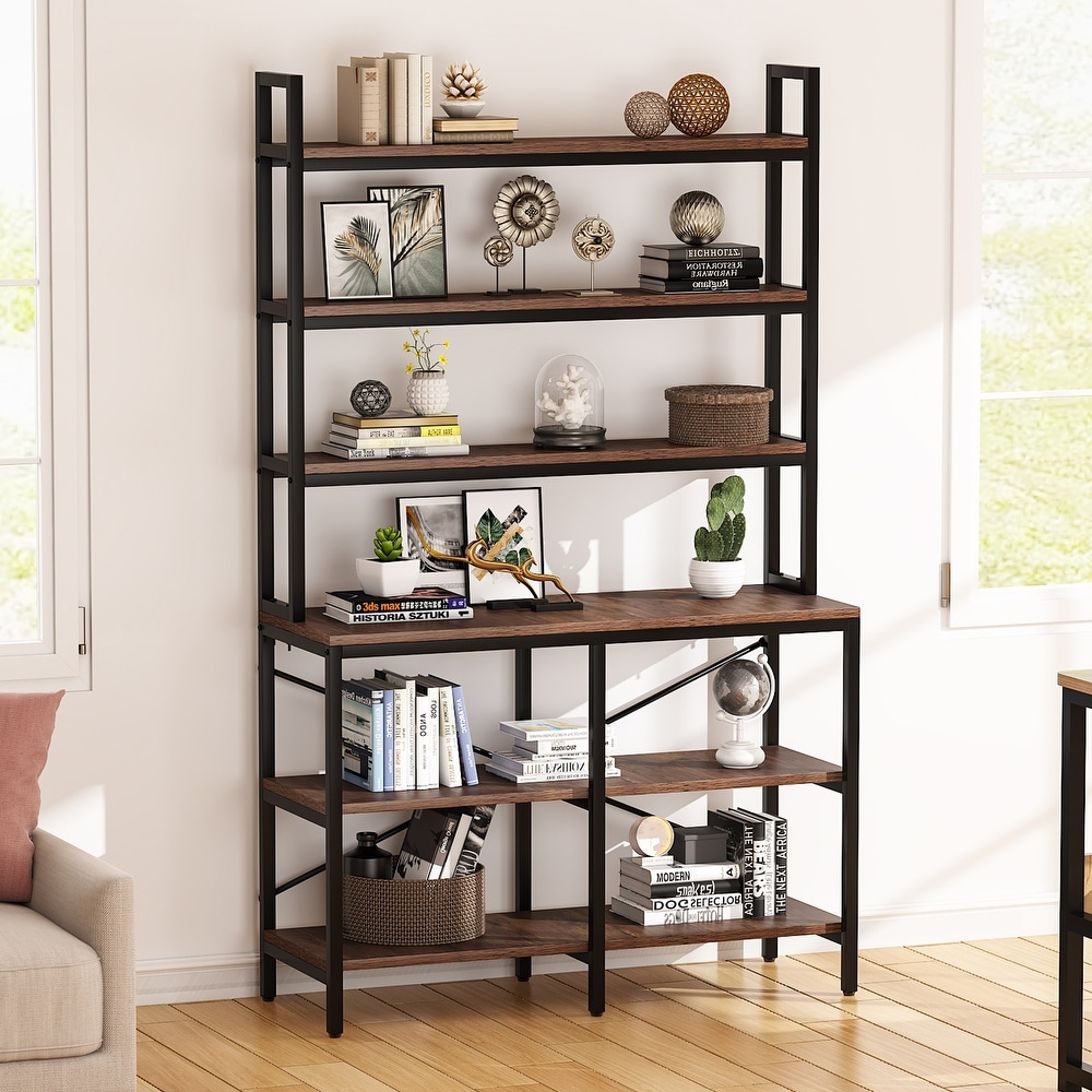 39” Bookshelf  6 Tier Bookcase Storage Display Rack Standing Shelf