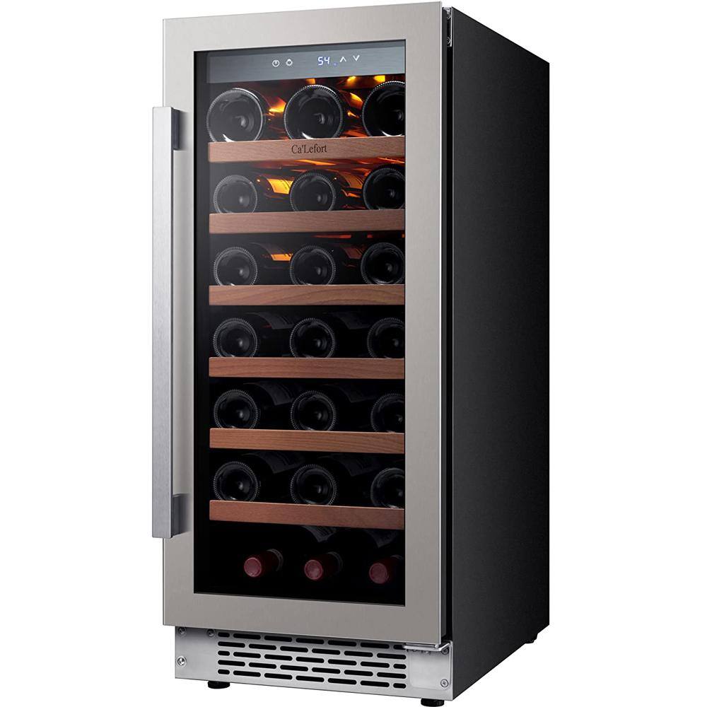 Ca'Lefort 15 in. Single Zone 33-Bottles Built-In Wine Cooler Refrigerator Fast Cooling Compressor Fridge Frost-Free Touch Panel CLF-WS15-HD