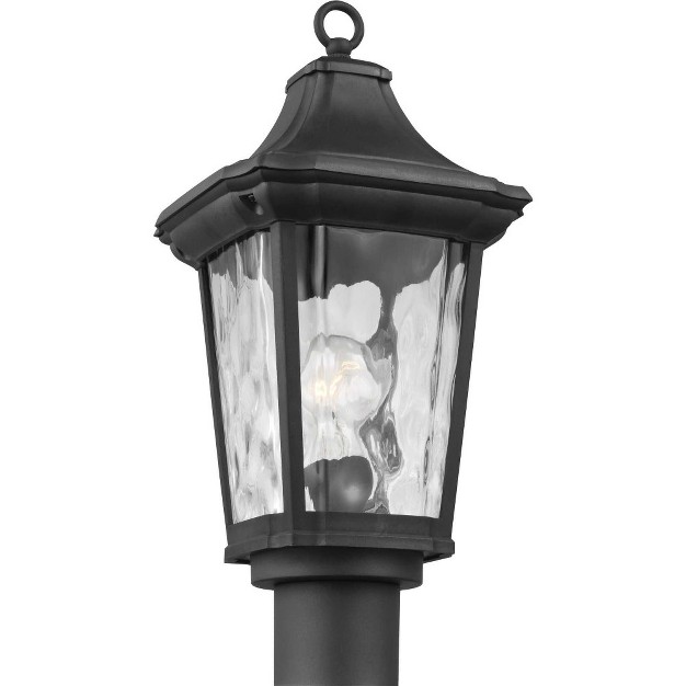 Progress Lighting Marquette 1 light Outdoor Black Post Lantern With Water Glass Shade