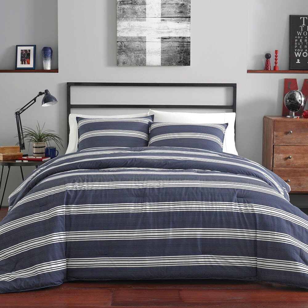 Nautica Craver Cotton Reversible Navy Comforter Set