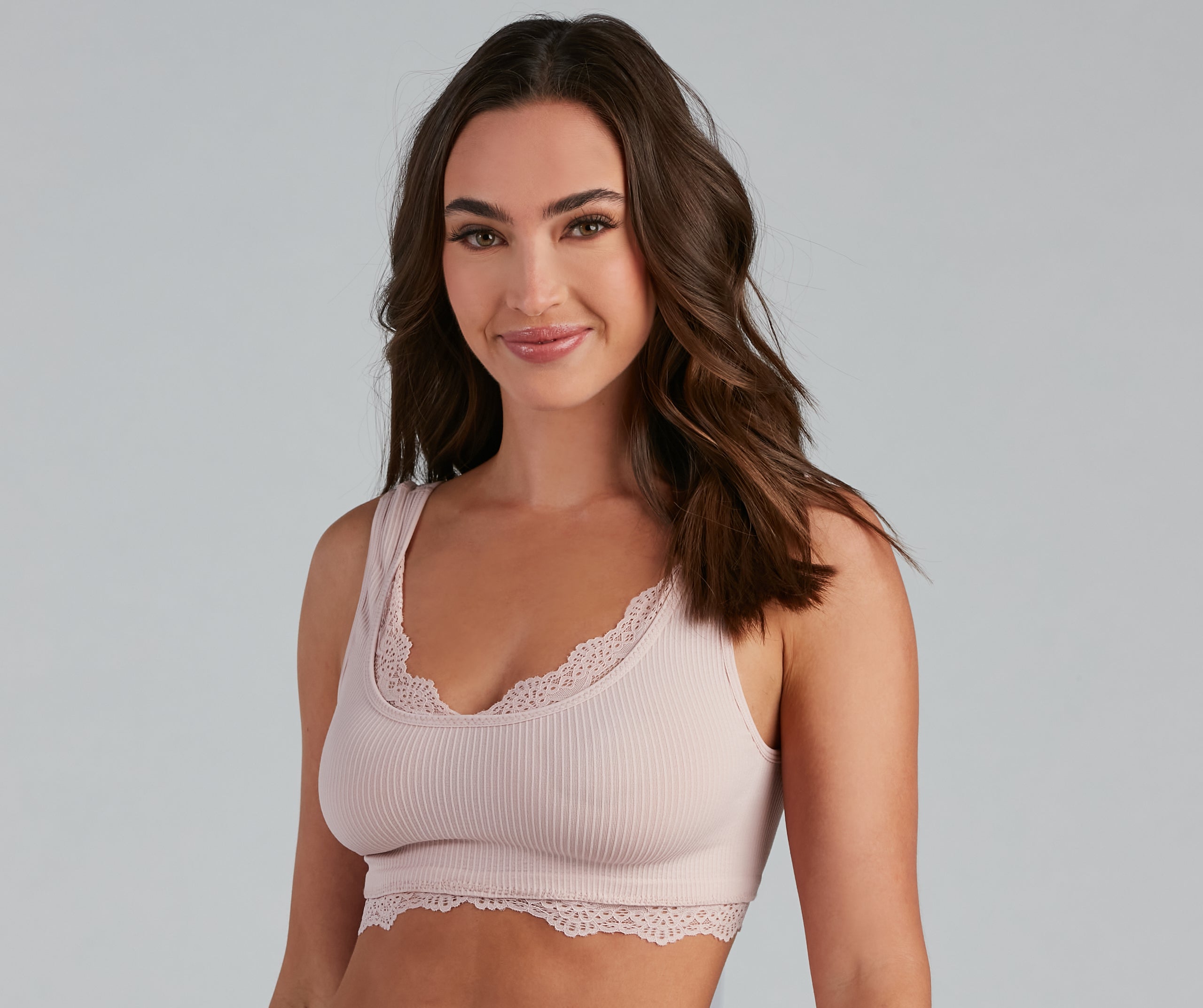 Flirty Lace Trim Scoop Neck Bralette