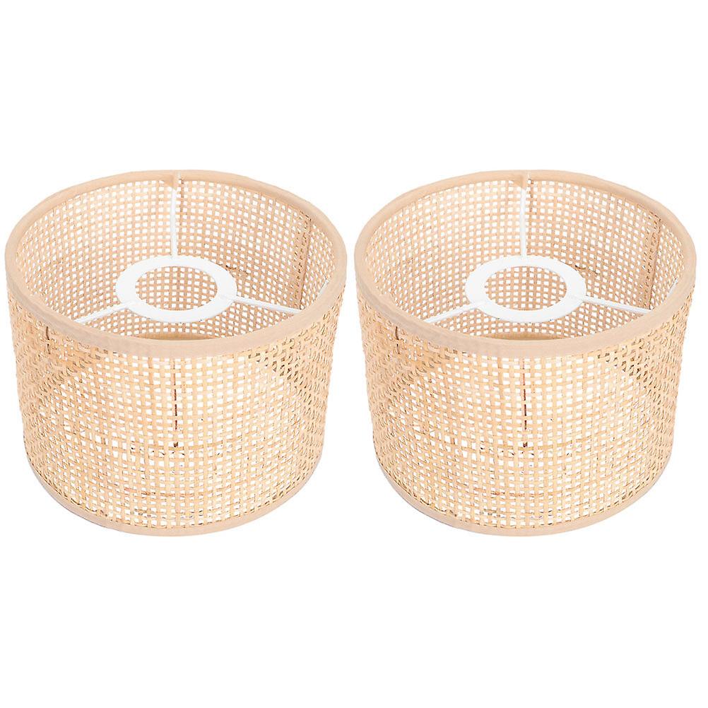 2pcs Woven Rattan Chandelier Lamp Cover Hallow Floor Light Cover Rustic Style Lamp Cover