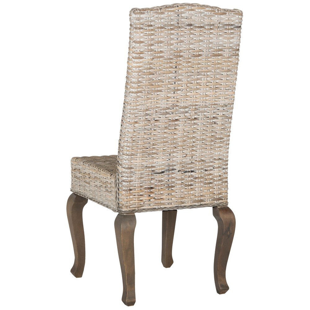 SAFAVIEH Dining Rural Woven Milos White Washed Dining Chairs (Set of 2)