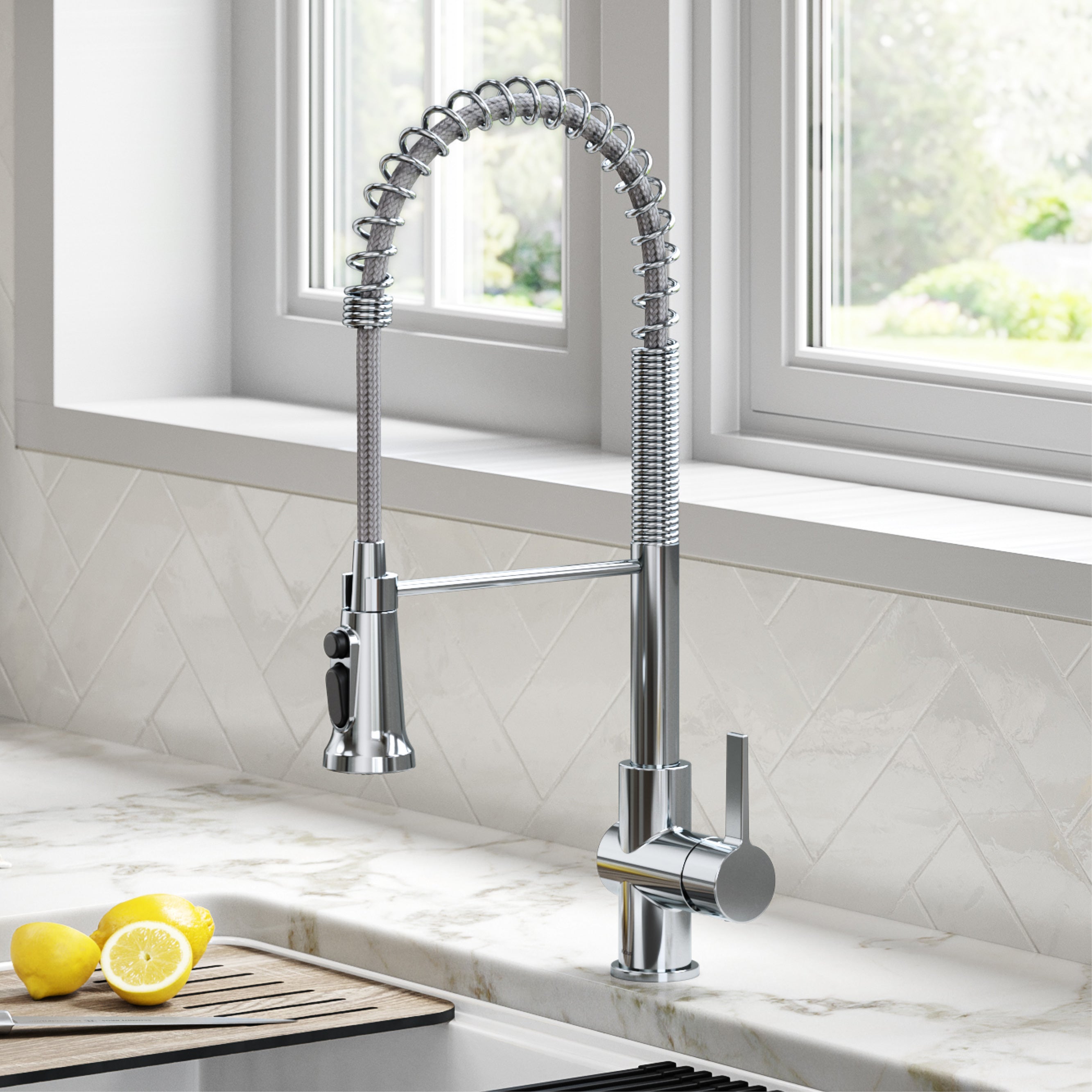 Kraus Britt 2-in-1 Commercial Style Pull-Down Single Handle Water Filter Kitchen Faucet for Reverse Osmosis or Water Filtration System in Chrome