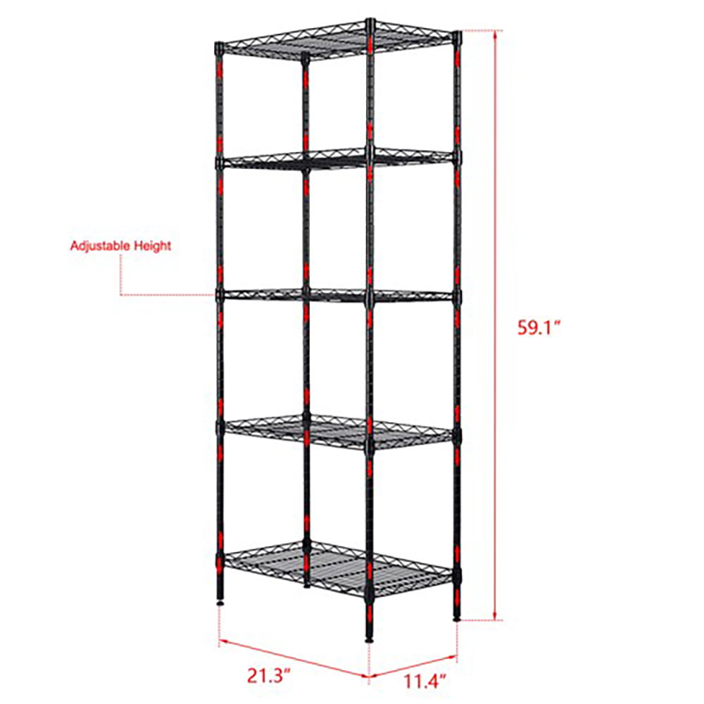 5 Tier Adjustable Storage Shelves Metal Storage Rack Wire Shelving Unit Storage Shelves Metal 19.68