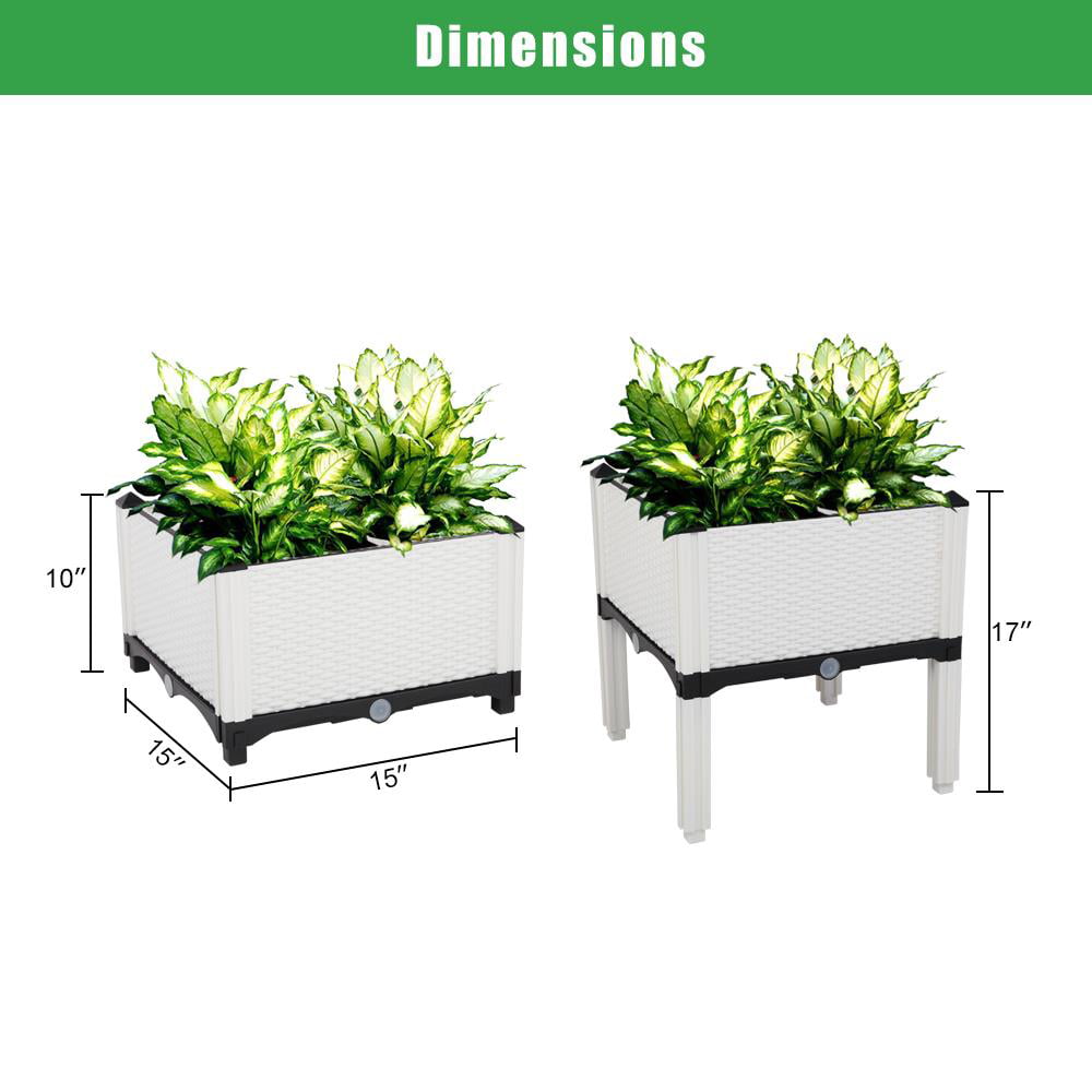 Zimtown Plastic Raised Garden Bed 2PCS Elevated Planter Box White